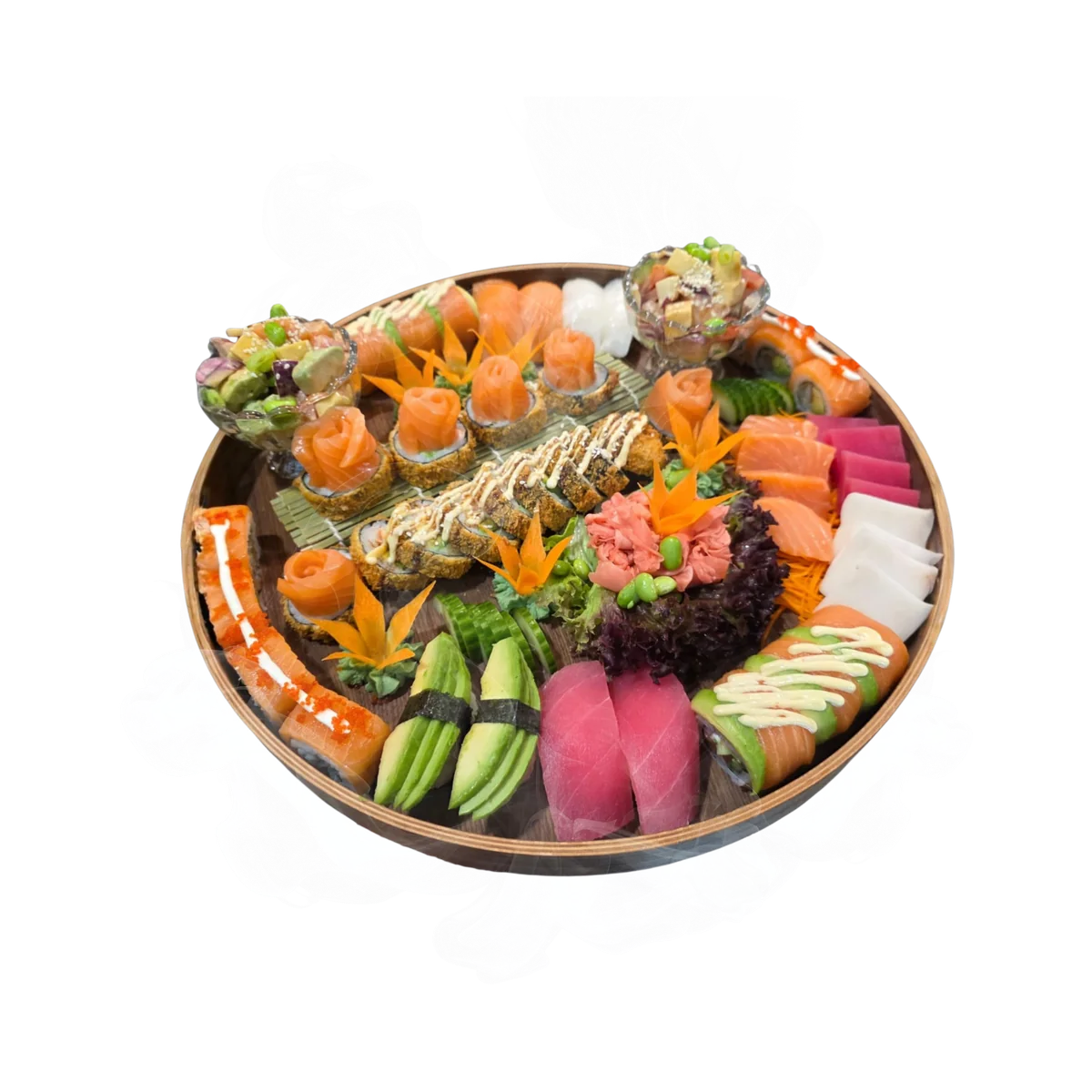 Family set s pestrým výberom sushi, nigiri a sashimi